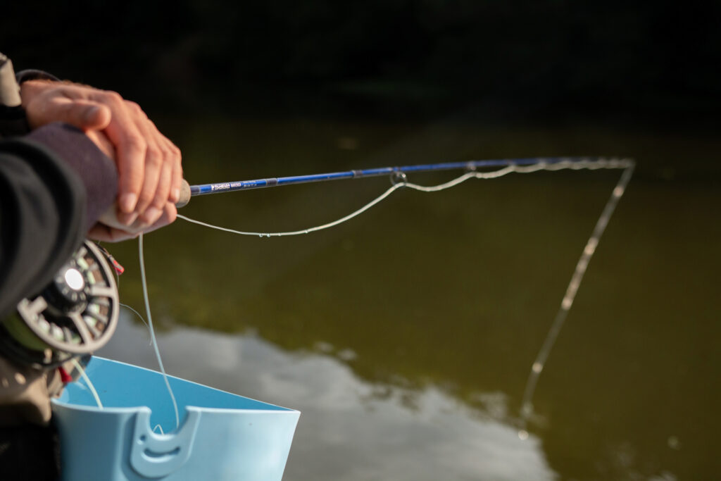 Pêche mouche canne soie moulinet