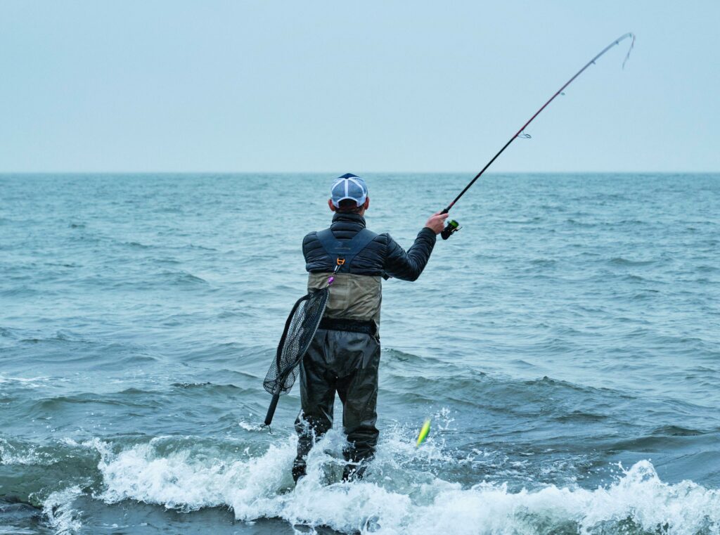 Pêcher mer canne lancer