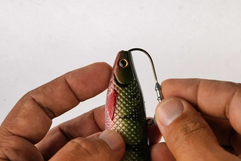 Montage brochet leurre souple tête plombée